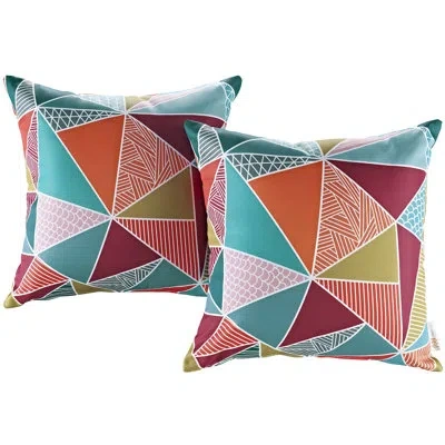 Modway Outdoor Indoor Two All Weather Patio Throw Pillows In Mosaic