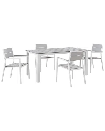 Modway Outdoor Maine 5pc Outdoor Patio Dining Set In Gray