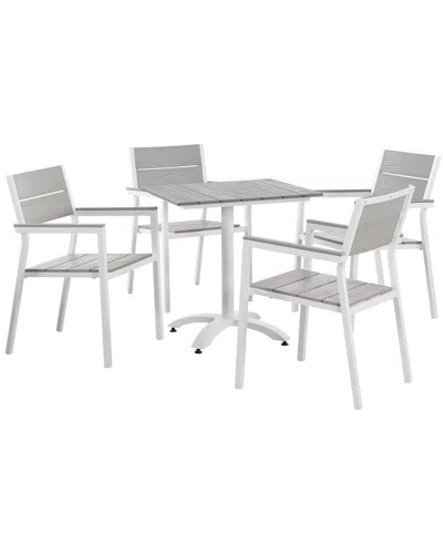 Modway Outdoor Maine 5pc Outdoor Patio Dining Set In Gray
