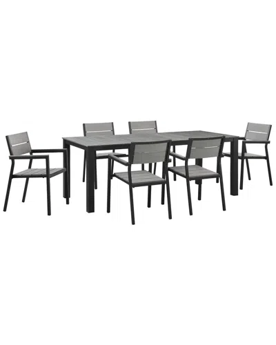 Modway Outdoor Maine 7pc Outdoor Patio Dining Set In Black