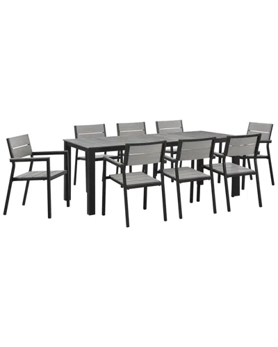 Modway Outdoor Maine 9pc Outdoor Patio Dining Set In Black