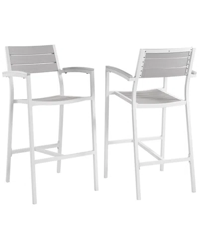 Modway Outdoor Maine Bar Stool Outdoor Patio Set Of 2 In Multi