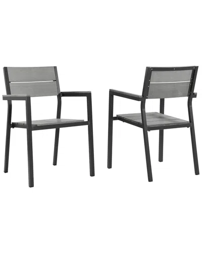 Modway Outdoor Maine Dining Armchair Outdoor Patio Set Of 2 In Black