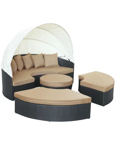 Modway Outdoor Quest Canopy Outdoor Patio Daybed In Brown