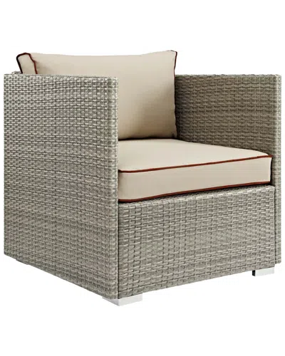 Modway Outdoor Repose Outdoor Patio Wicker Rattan Armchair In Light Gray Beige