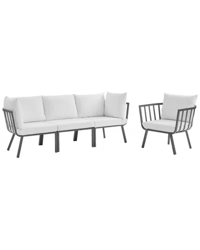 Modway Outdoor Riverside 4 Piece Outdoor Patio Alu In White