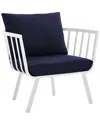 Modway Outdoor Riverside Outdoor Patio Aluminum Armchair In Blue