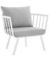 Modway Outdoor Riverside Outdoor Patio Aluminum Armchair In Gray