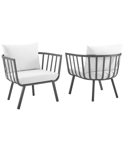 Modway Outdoor Riverside Outdoor Patio Aluminum Armchair Set Of 2 In Multi