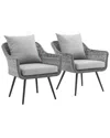 Modway Outdoor Set Of 2 Endeavor Wicker & Rattan Armchairs