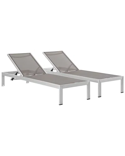 Modway Outdoor Set Of 2 Shore Chaise In Gray