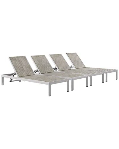 Modway Outdoor Set Of 4 Shore Chaise Outdoor Patio In Gray