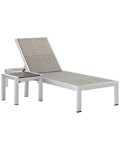 Modway Outdoor Shore 2pc Outdoor Patio Aluminum Set In Gray