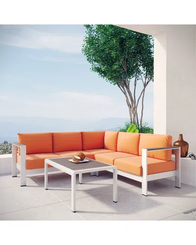Modway Outdoor Shore 4pc Outdoor Patio Aluminum Se In Orange
