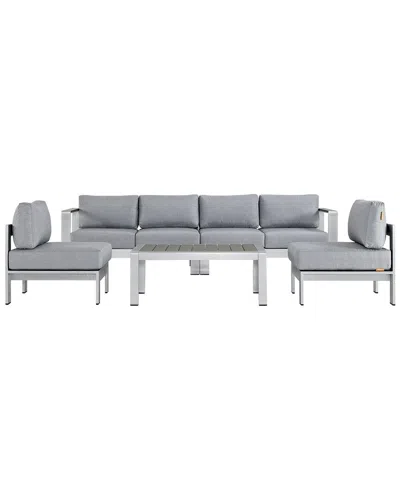 Modway Outdoor Shore 5pc Outdoor Patio Aluminum Se In Gray