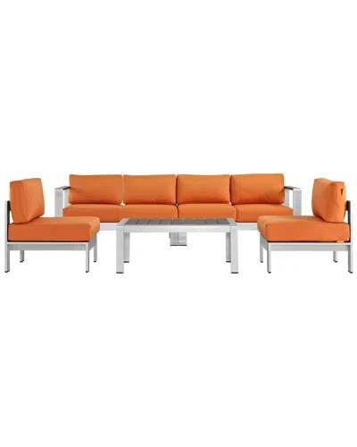 Modway Outdoor Shore 5pc Outdoor Patio Aluminum Se In Orange
