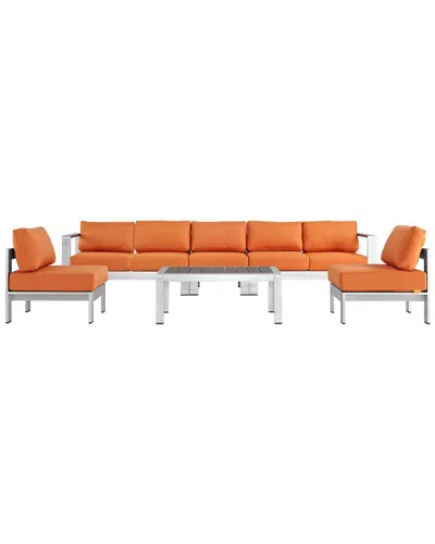 Modway Outdoor Shore 6pc Outdoor Patio Aluminum Se In Orange