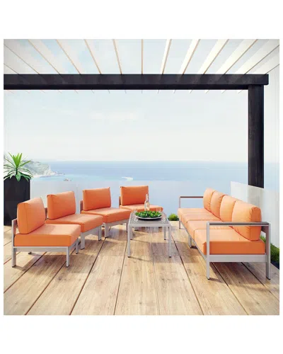 Modway Outdoor Shore 7pc Outdoor Patio Aluminum Se In Orange