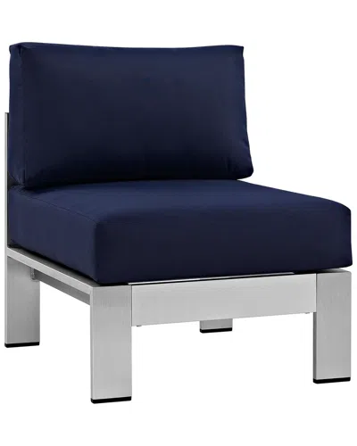 Modway Outdoor Shore Armless Sectional Outdoor Patio Aluminum Chair In Blue