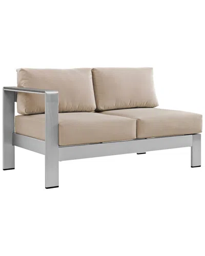 Modway Outdoor Shore Left-arm Corner Sectional Outdoor Patio Aluminum Loveseat In Brown