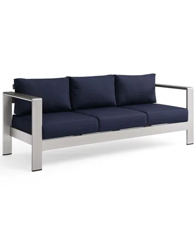 Modway Outdoor Shore Outdoor Patio Aluminum Sofa In Blue