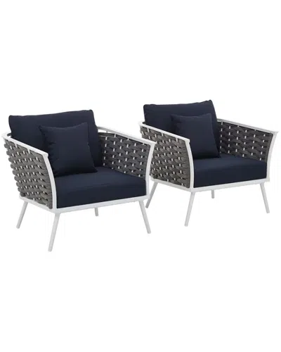 Modway Outdoor Stance Armchair Outdoor Patio Aluminum Set Of 2 In Multi