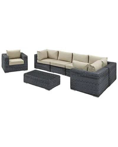 Modway Outdoor Summon 7pc Outdoor Patio Wicker Rat In Multi