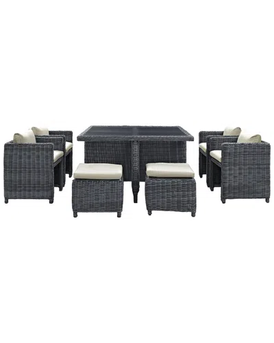 Modway Outdoor Summon 9 Piece Outdoor Patio Sunbre In Gray