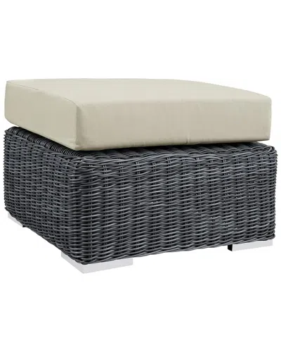 Modway Outdoor Summon Outdoor Patio Wicker Rattan Sunbrella Ottoman In Blue
