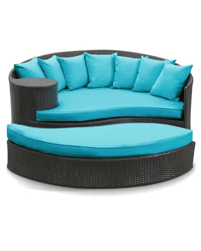 Modway Outdoor Taiji Outdoor Patio Wicker Daybed In Blue