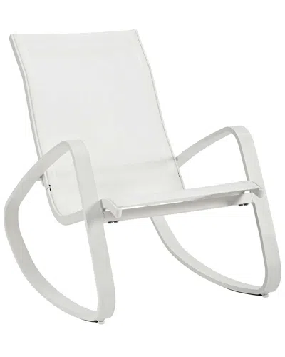 Modway Outdoor Traveler Rocking Outdoor Patio Mesh Sling Lounge Chair In White