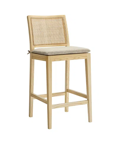 Modway Ovard Wood And Rattan Counter Stool In Brown