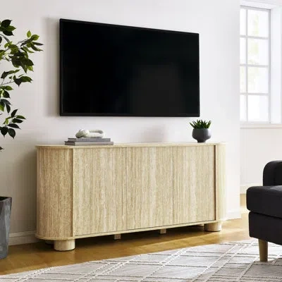 Modway Overture 63” Oval Faux Travertine Sideboard In Travertine In Neutral