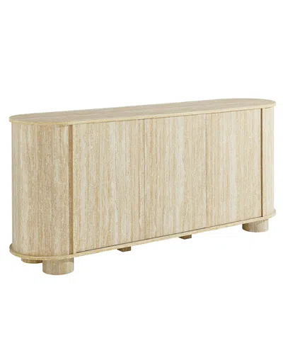 Modway Overture 63 Oval Faux Travertine Sideboard In Neutral