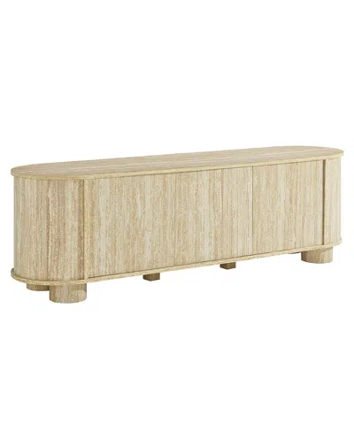 Modway Overture 63" Oval Faux Travertine Tv Stand In Brown