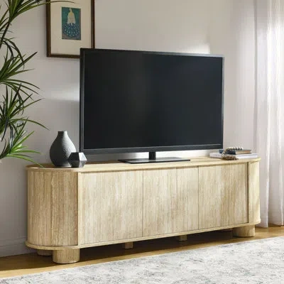 Modway Overture 63” Oval Faux Travertine Tv Stand In Travertine In Neutral