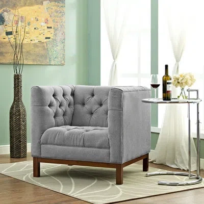 Modway Panache Mid Century Fabric Armchair In Expectation Gray