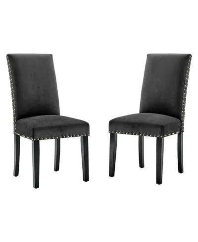 Modway Parcel Performance Velvet Dining Side Chairs, Set Of 2 In Gray