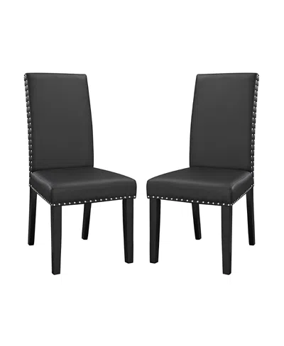 Modway Parcel Vinyl Dining Side Chair, Set Of 2 In Black