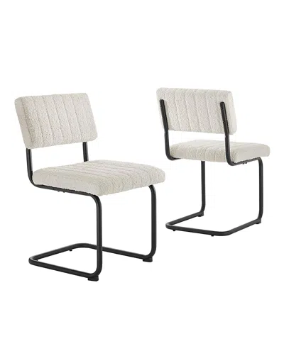 Modway Parity Boucle Dining Side Chairs, Set Of 2 In White