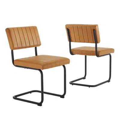 Modway Parity Vegan Leather Dining Side Chairs In Black