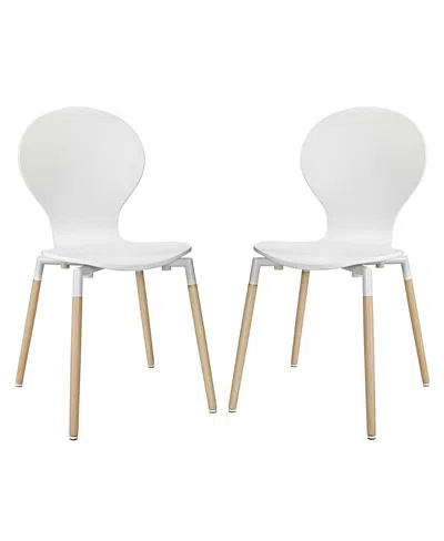 Modway Path Dining Chair, Set Of 2 In White
