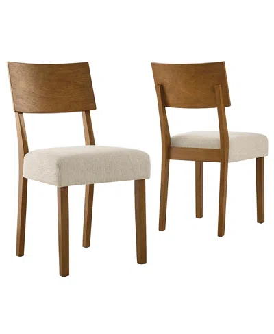 Modway Pax Wood Dining Side Chairs, Set Of 2 In Brown