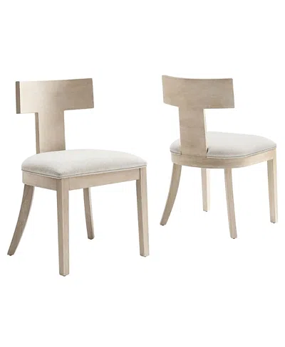 Modway Peregrine Wood And Fabric Upholstered Dining Chairs, Set Of 2 In White