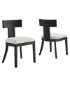 Modway Peregrine Wood And Fabric Upholstered Dining Chairs, Set Of 2 In Black