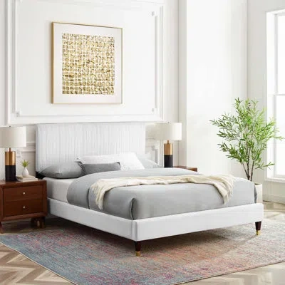 Modway Peyton Performance Velvet Platform Bed In White