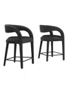 Modway Pinnacle Faux Leather Counter Stool, Set Of 2 In Black