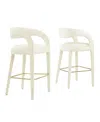 Modway Pinnacle Performance Velvet Bar Stool, Set Of 2 In White