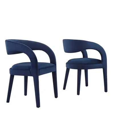Modway Pinnacle Performance Velvet Dining Chair, Set Of 2 In Blue