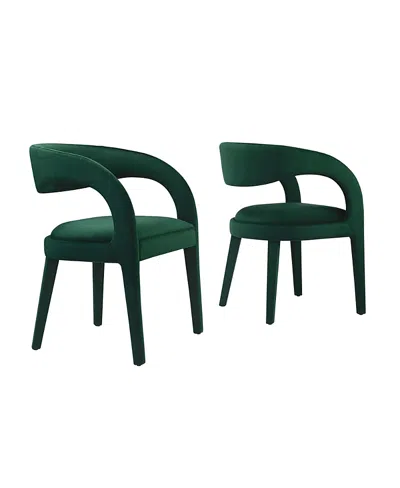 Modway Pinnacle Performance Velvet Dining Chair, Set Of 2 In Green